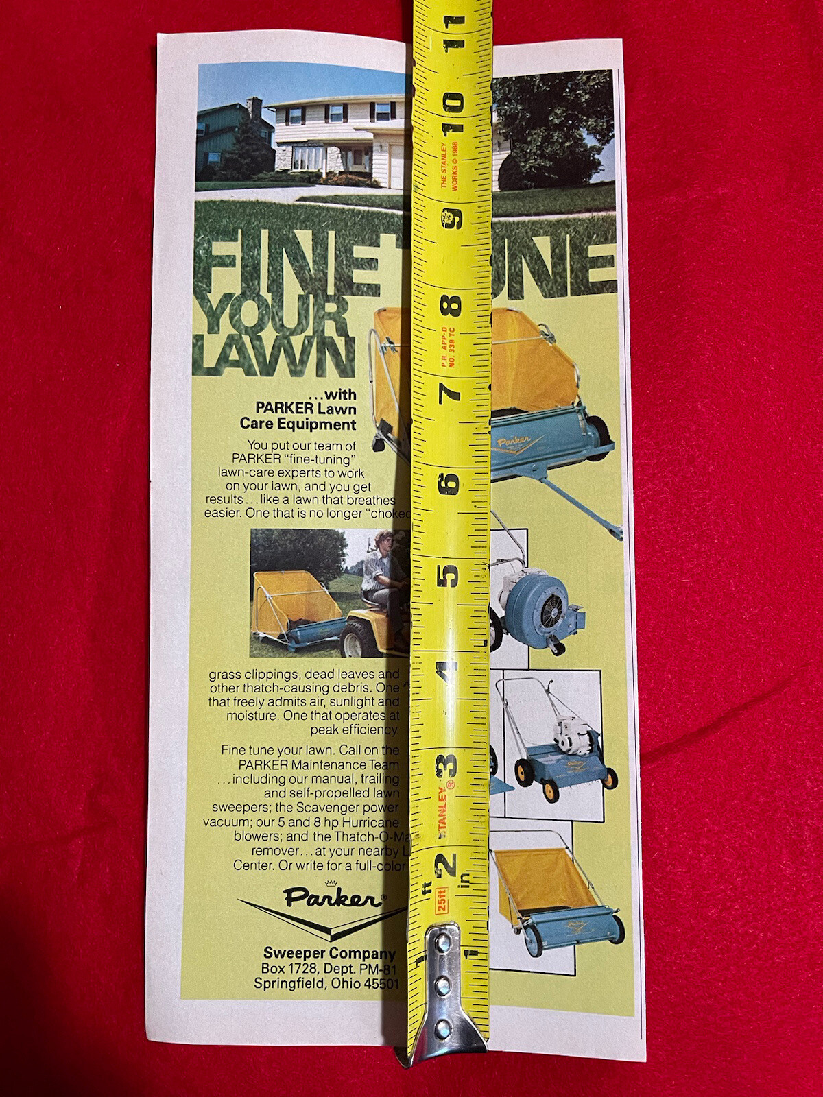 Vintage 1981 Parker Lawn Sweeper Print Ad