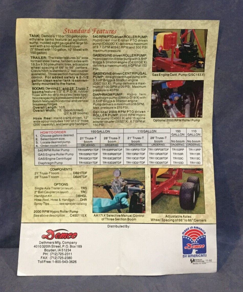 Demco « Spray With Your ATV » TR113RP28TDF Brochure