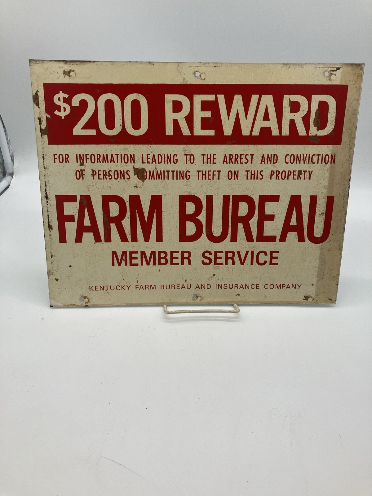 Kentucky Farm Bureau & Insurance Co. / $200 Reward / Vintage Advertising Sign