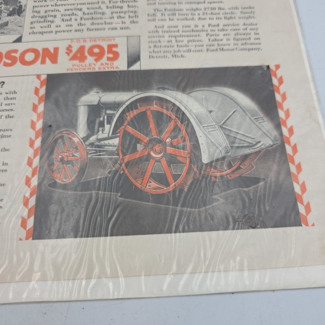 1927 FORDSON TRACTOR FARM CONSTRUCTION PLOW HAY BAILER ENGINE DETROIT 20847
