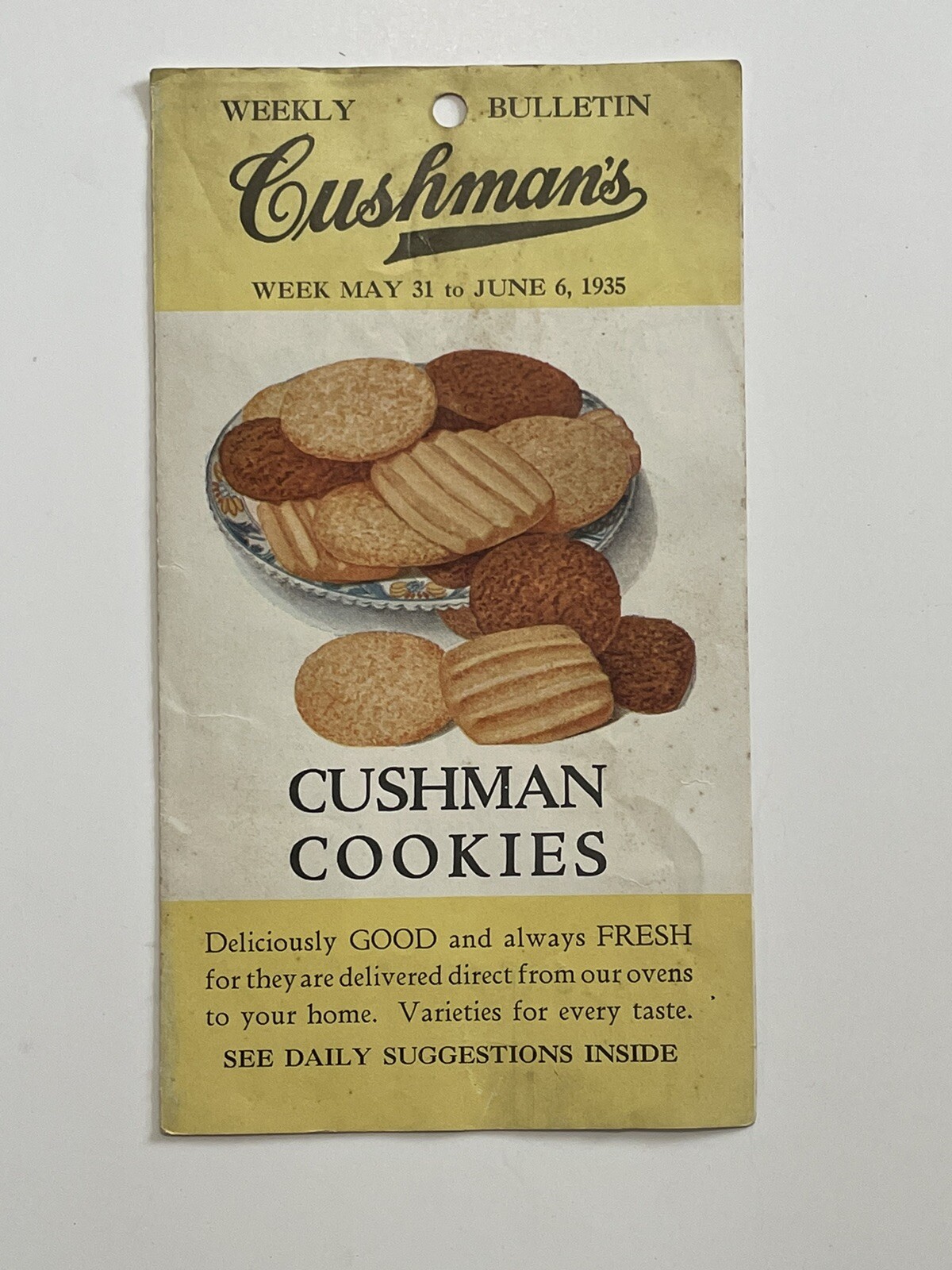 Cushman’s Cookies Portland Maine Weekly Bulletin Suggestions Pricing 1935