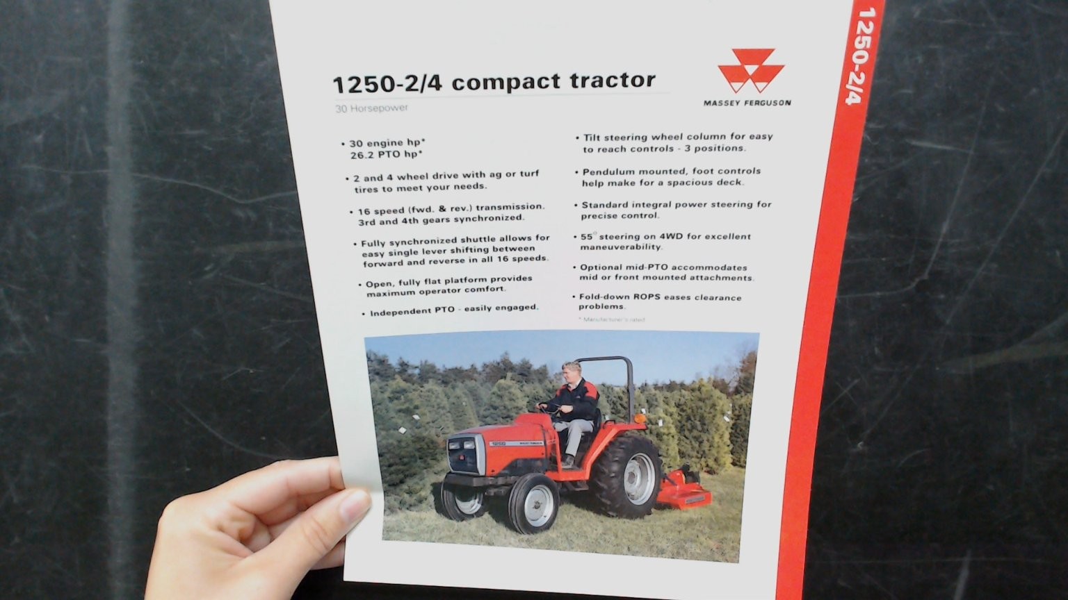 Massey Ferguson 1250-2/4 Compact Tractor Vintage Brochure Red White