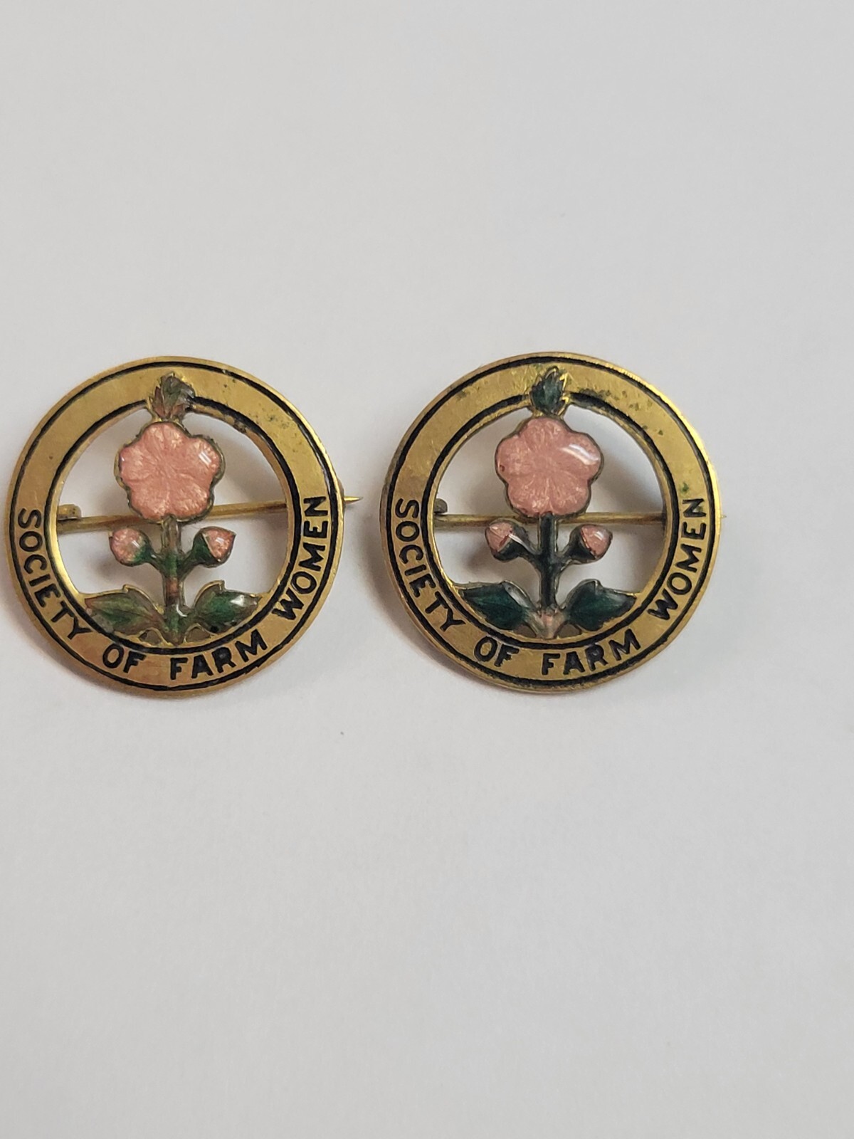 Vintage Society Of Farm Women – Pennsylvania Red Flowers Floral Pins x2