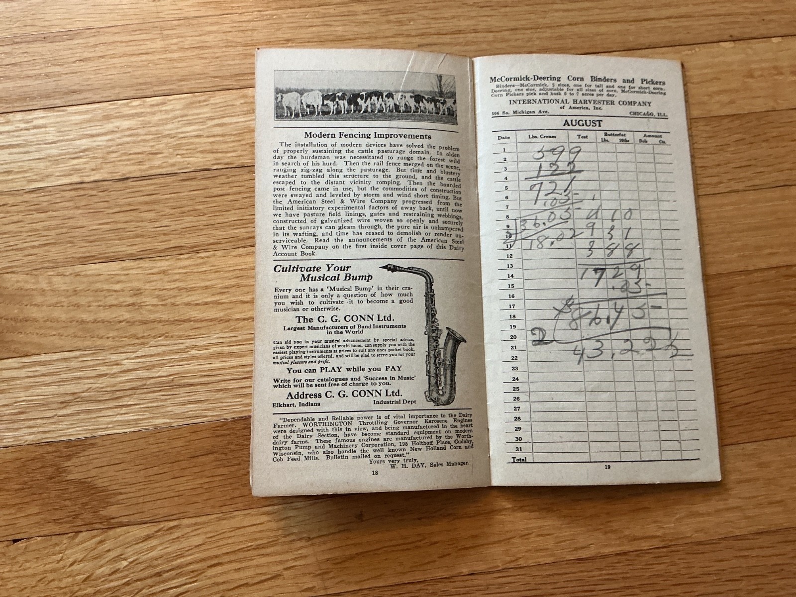 Vtg, 1956 Farm Acct. Record Book – Citizens State Bank, Green Isle, Minnesota