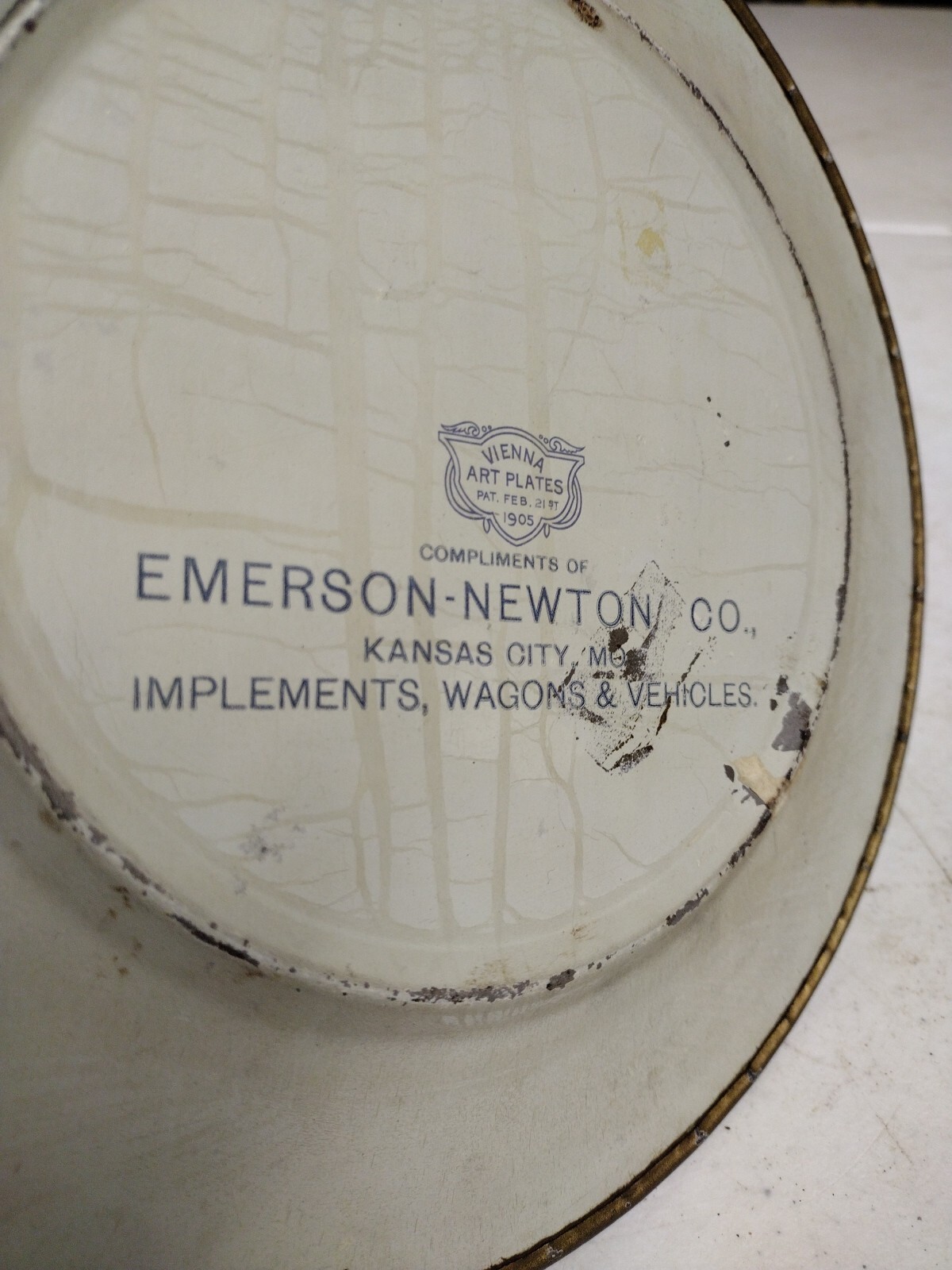 Antique Emerson-Newton Co. Kansas City MO Implement Advertising Vienna Art Plate