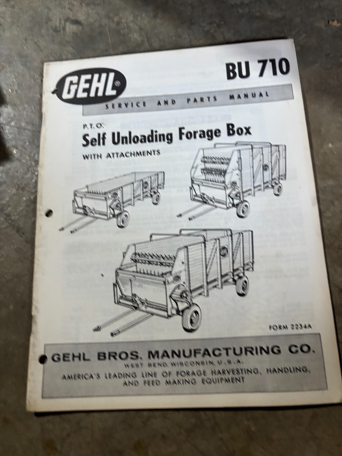 Gehl BU 710 Forage Box Parts Book Manual AMIL26 no3