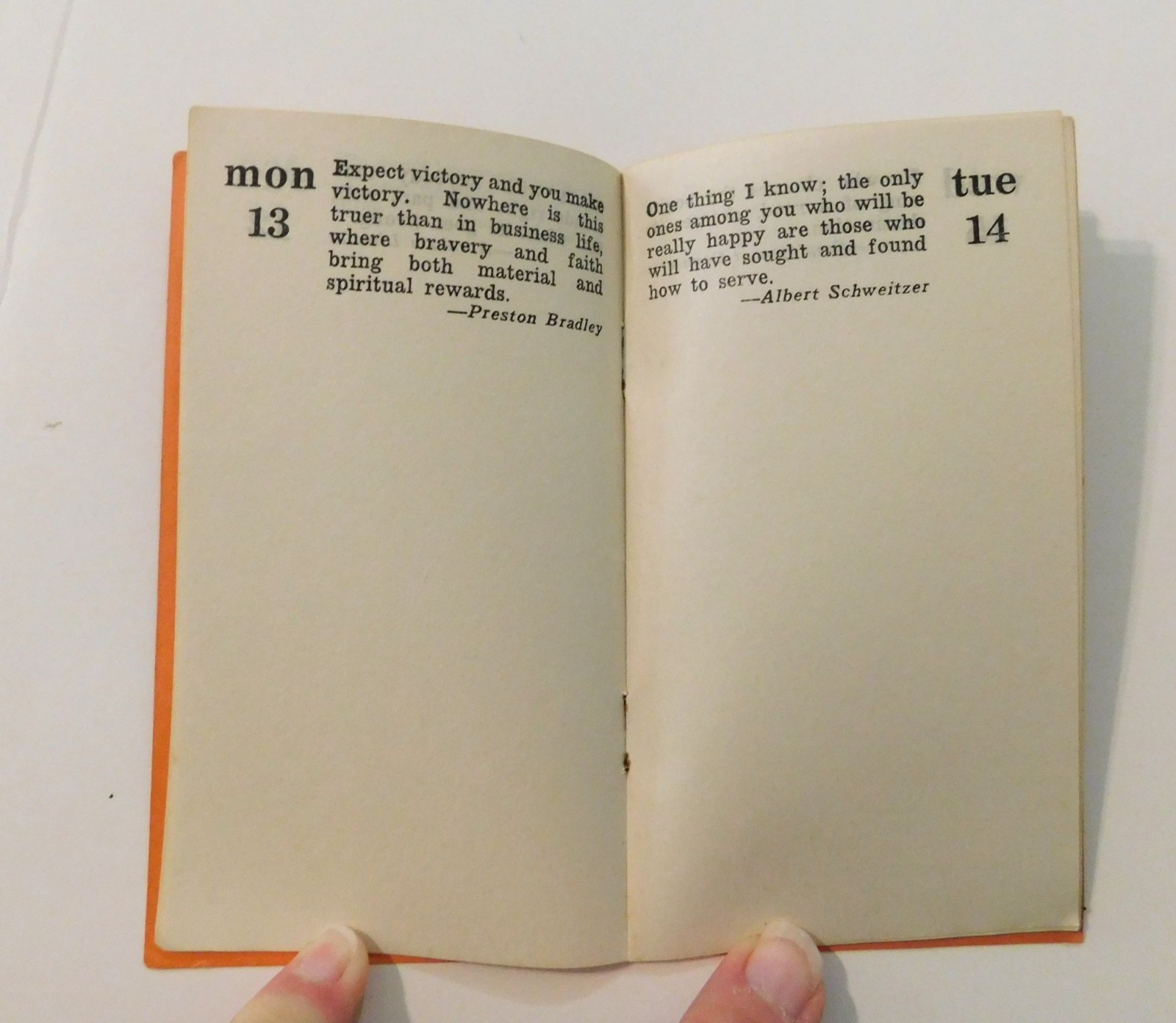 Opelika Foundry February 1956 Daily Reminder Booklet Orange Vintage Ephemera