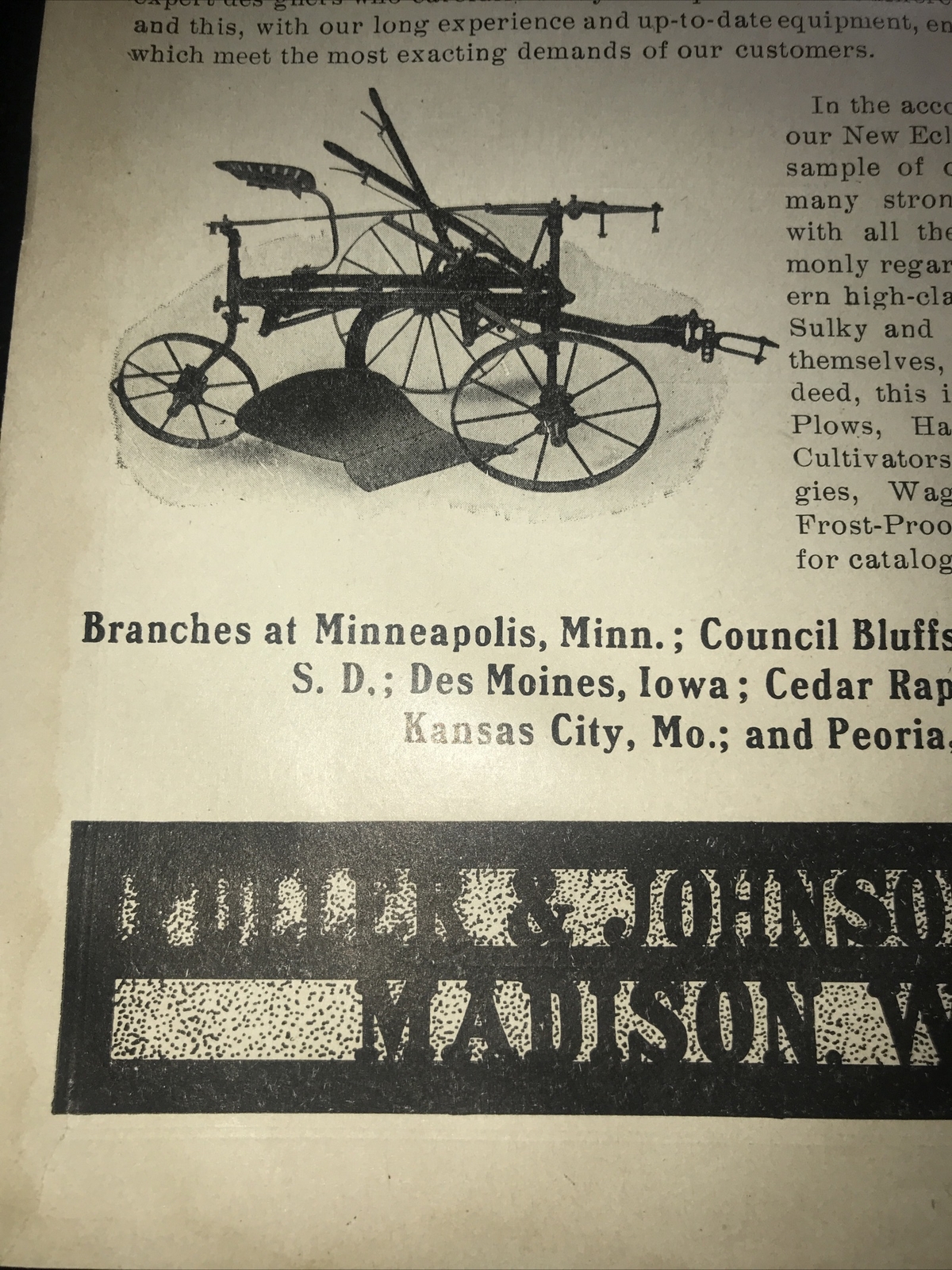 1908 Fuller & Johnson Implement Farm Advertising – Minneapolis – Minnesota