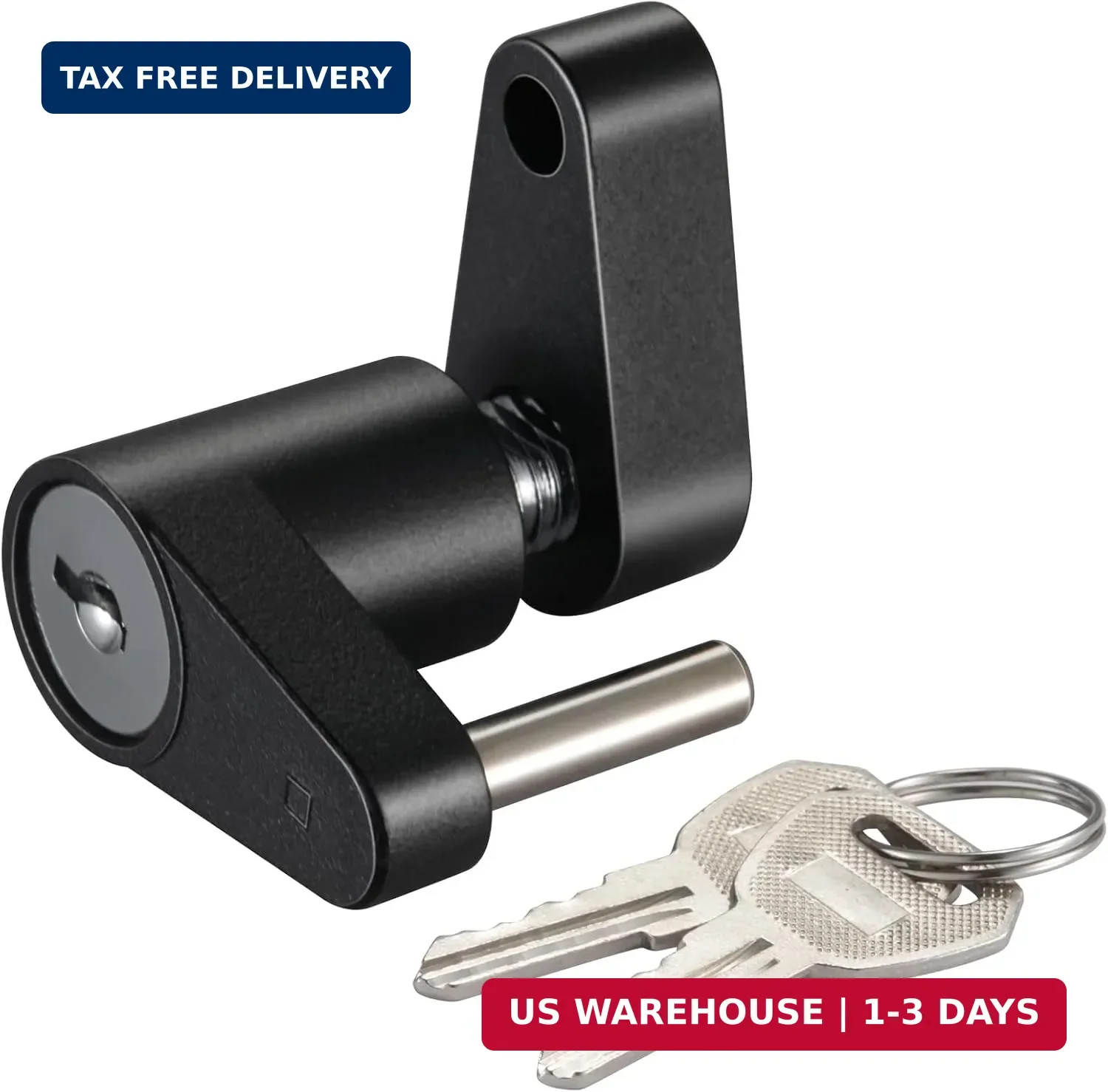CZC AUTO Black Trailer Hitch Coupler Lock, Dia 1/4 Inch, 3/4 Inch Span for Tow B