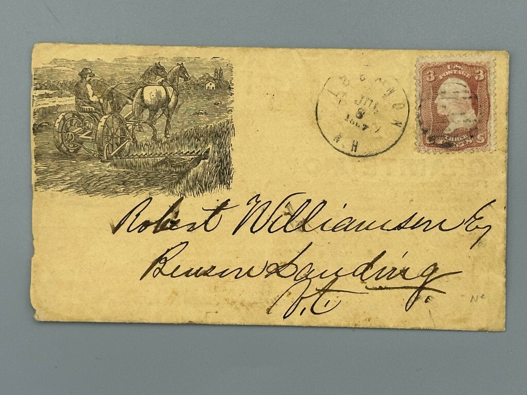 1867 GRANITE AGRICULTURAL WORK Advertise FARM Illustrate Postal Cover LEBANON NH