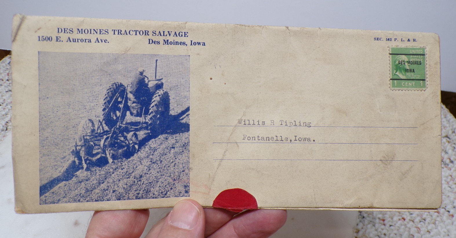 1920s Des Moines Tractor Salvage 1500 Aurora Tractor Parts Catalog Iowa Family?