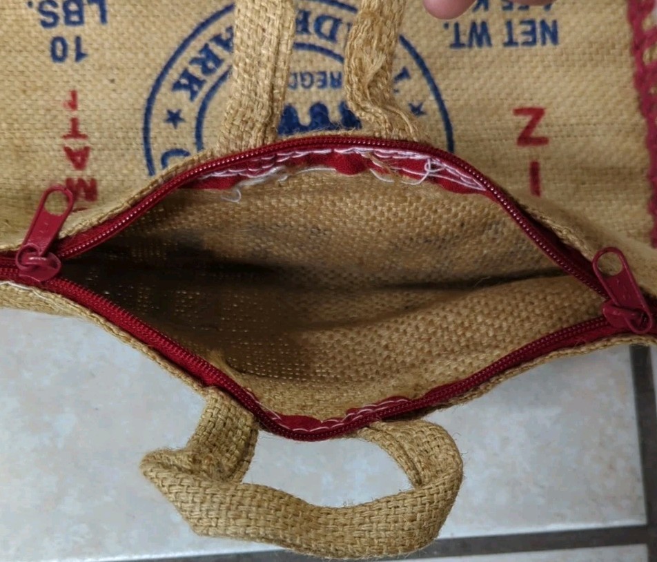 Vintage ELEPHANT BRAND #817 Burlap Bag Handmade Purse Amritsar India 10lbs Rice