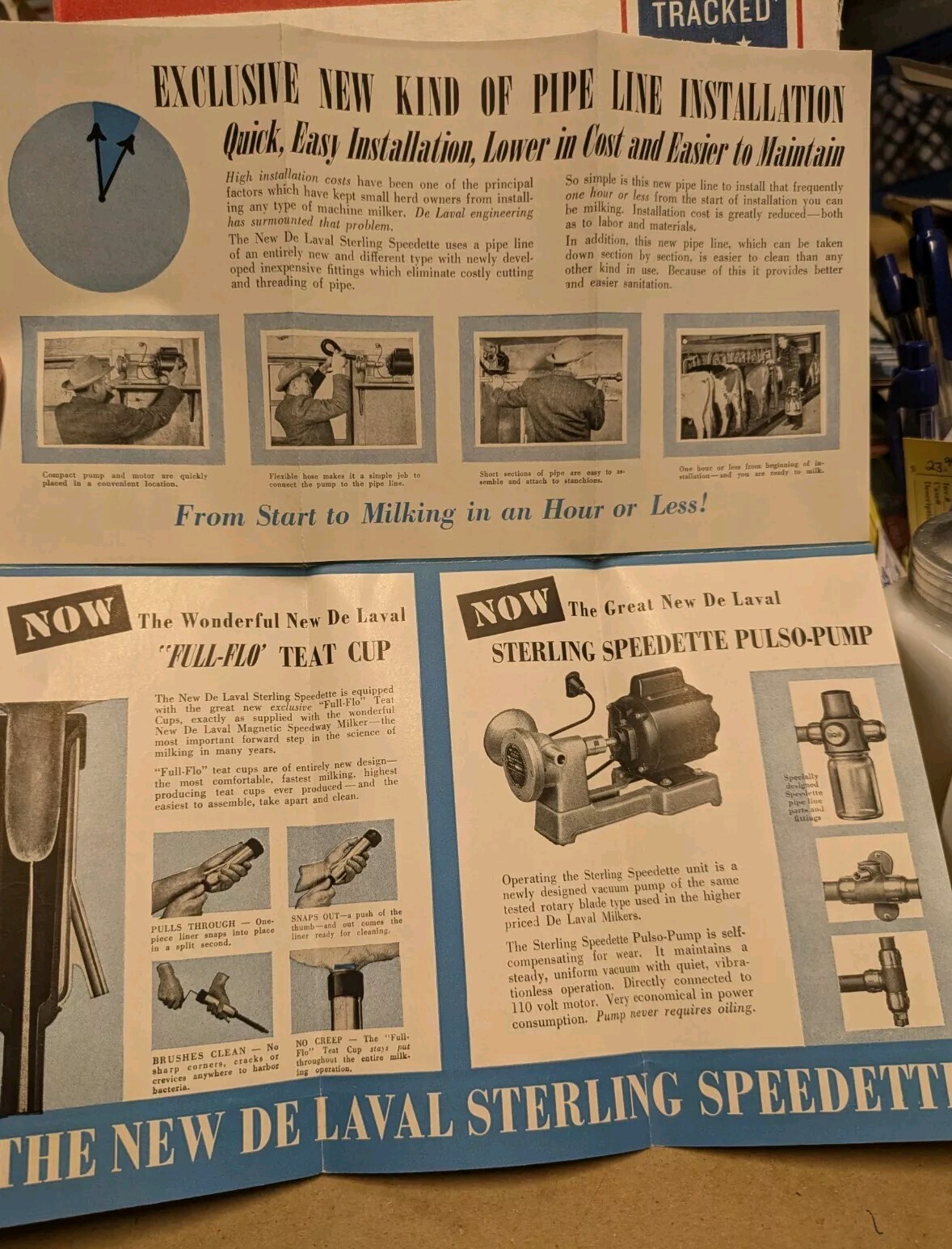 1950 New De Laval Sterling Speedette Milker Brochure Tilton & Son Whitehouse OH