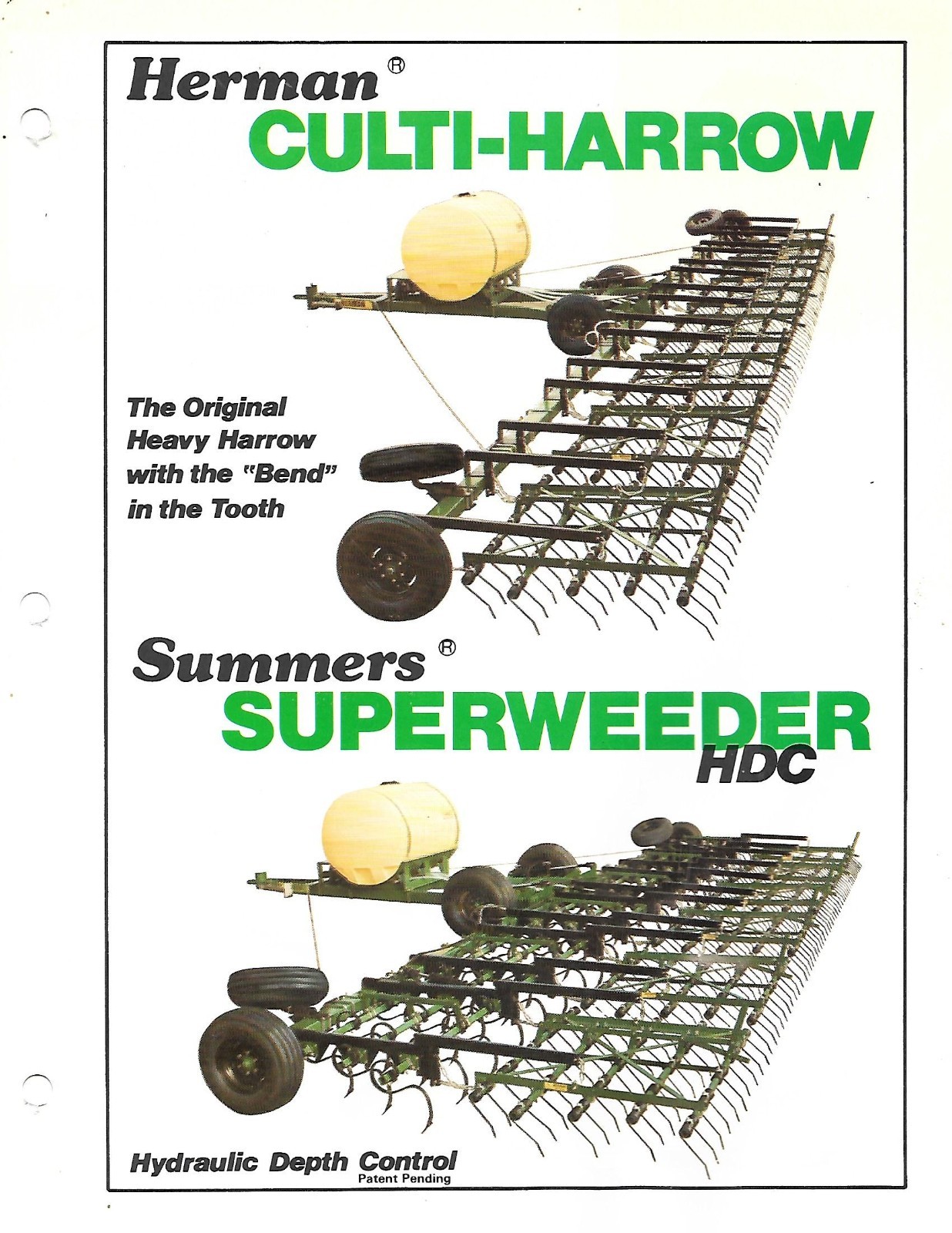 Farm Implement Brochure – Herman Summers – Harrow Weeder Sprayer – 1986 (F9502)
