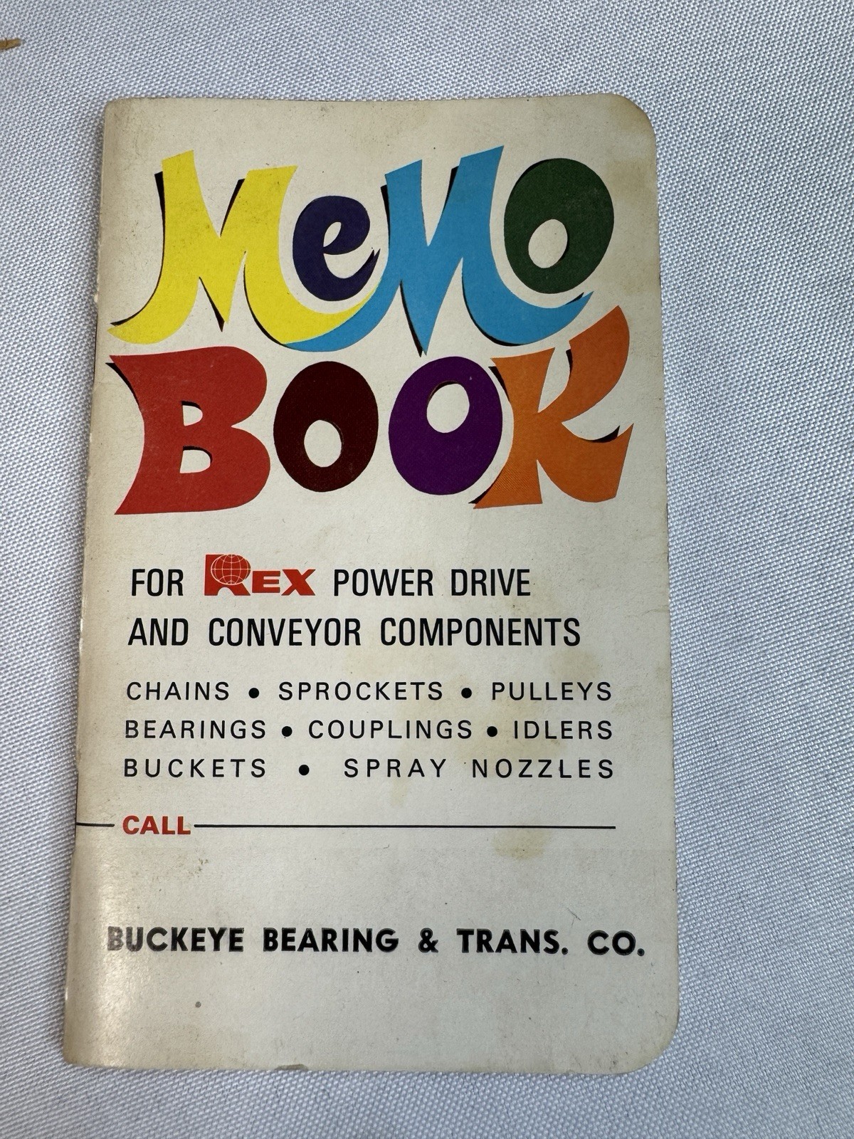 Vintage 1968 1969 Rex Power Drive Memo Book Buckeye Bearing Ohio Industrial Ephe