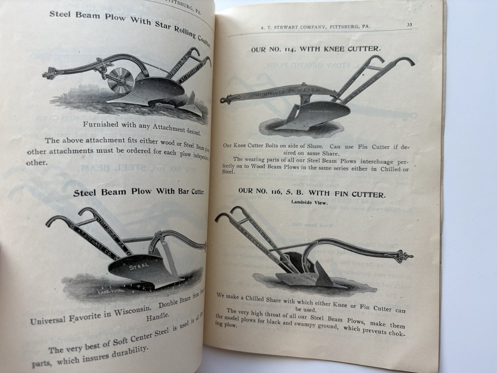 Antique A.T. Stewart Co Pittsburgh Pa 1901 Universal Princess Plows Catalog Ad