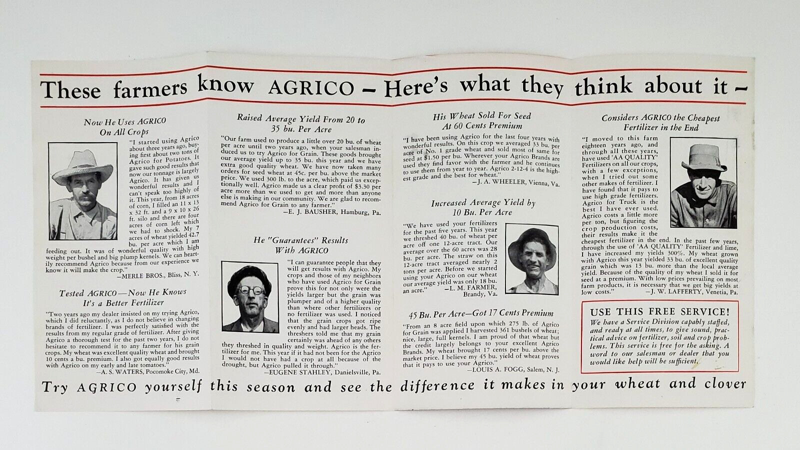 1930s Agrico American Agricultural Wheat Farm Chemical Fertilizer Vtg Pamphlet