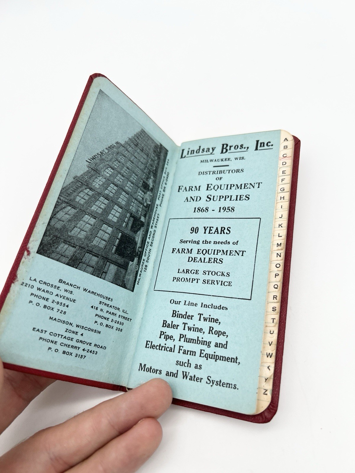 Vintage 1959 Lindsay Bros. Inc. Farm Advertising Pocket Notebook Milwaukee WI