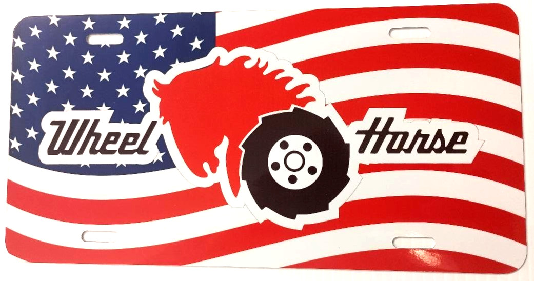 WHEEL HORSE (SCRIPT) – AMERICAN FLAG LICENSE PLATE