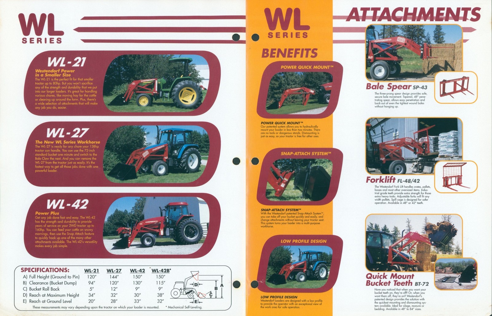 Westendorf Front End Loader Models WL-21 WL-27 WL-42 Dealer Glossy Brochure Pair