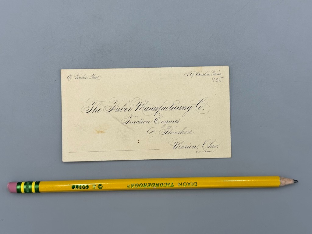 c 1880 HUBER ENGINES & THRESHERS Farm Advertising Business Trade Card MARION OH