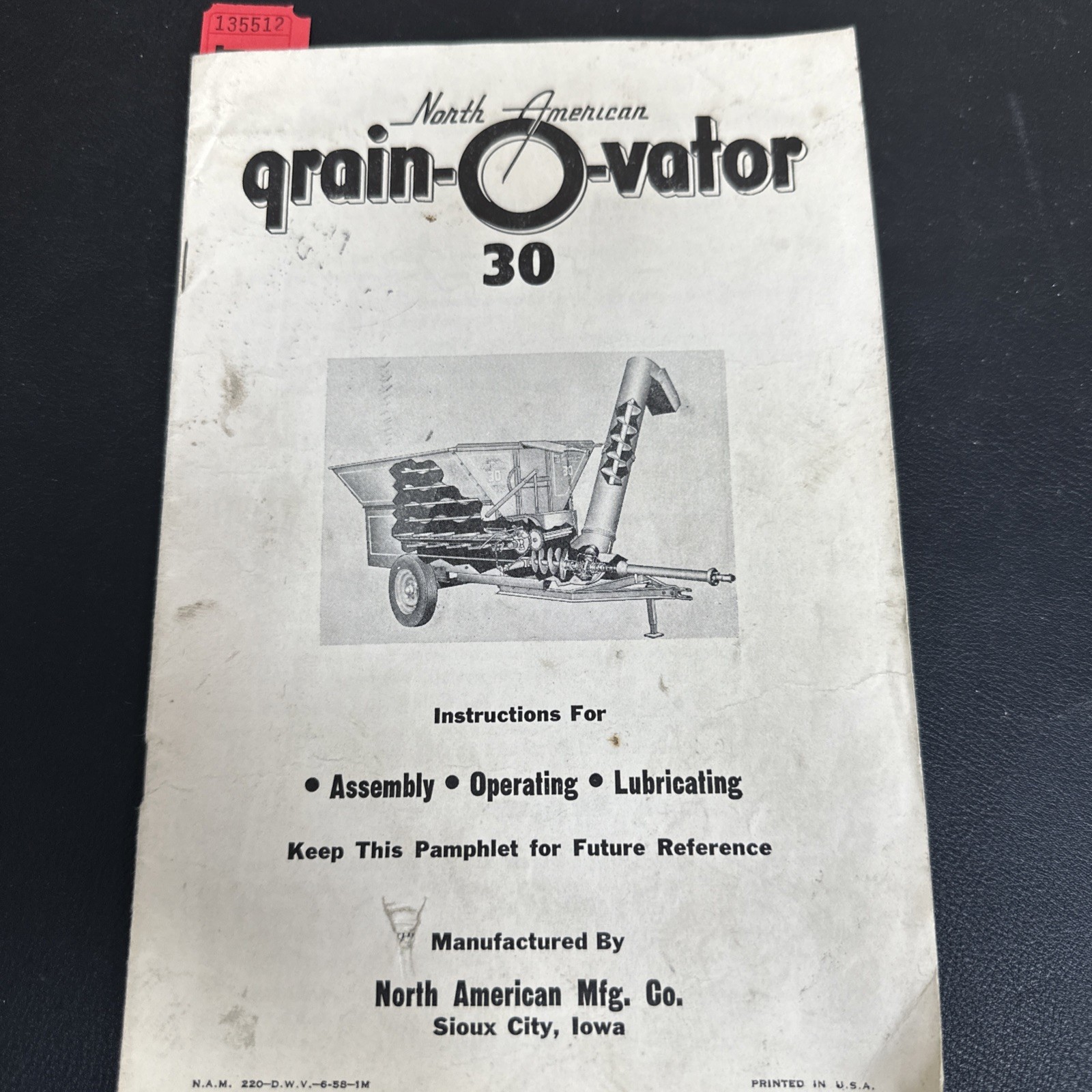 VINTAGE NORTH AMERICAN GRAIN O VATOR SERIES 30 Models 8 And 10 Manual