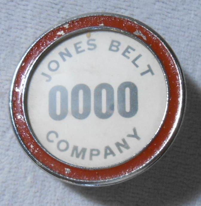 Vintage Jones Belt Co Employees Sample Badge Whitehead & Hoag
