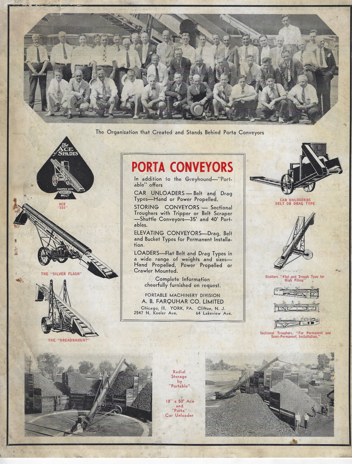 Vintage Greyhound Conveyor Ad Bi Fold Brochure by Portable Farm Machinery