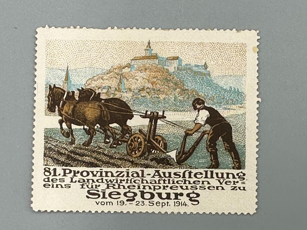 1911-1924 GERMAN Agricultural FARM EXPO Advertising POSTER STAMP Antique