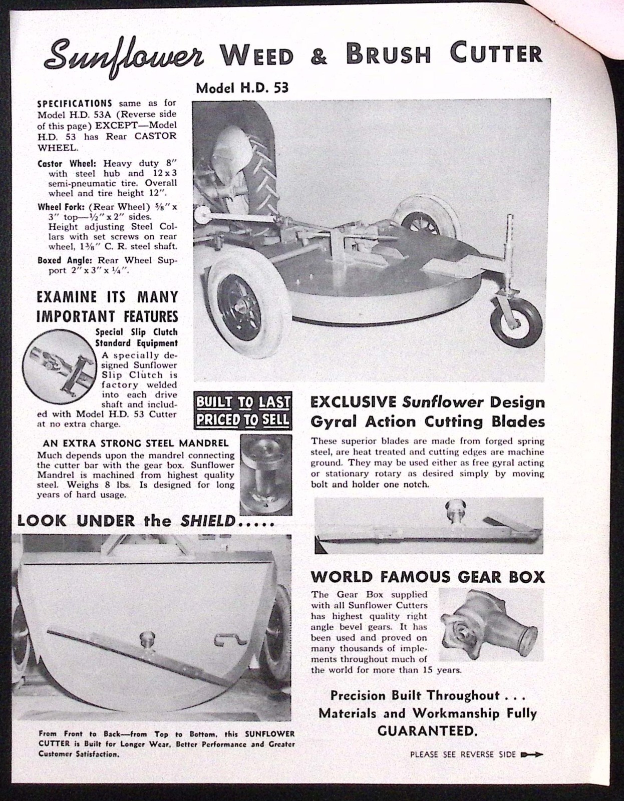 1953 Sunflower Utility Weed & Brush Cutter Model 50U Sunflower Industries Olathe