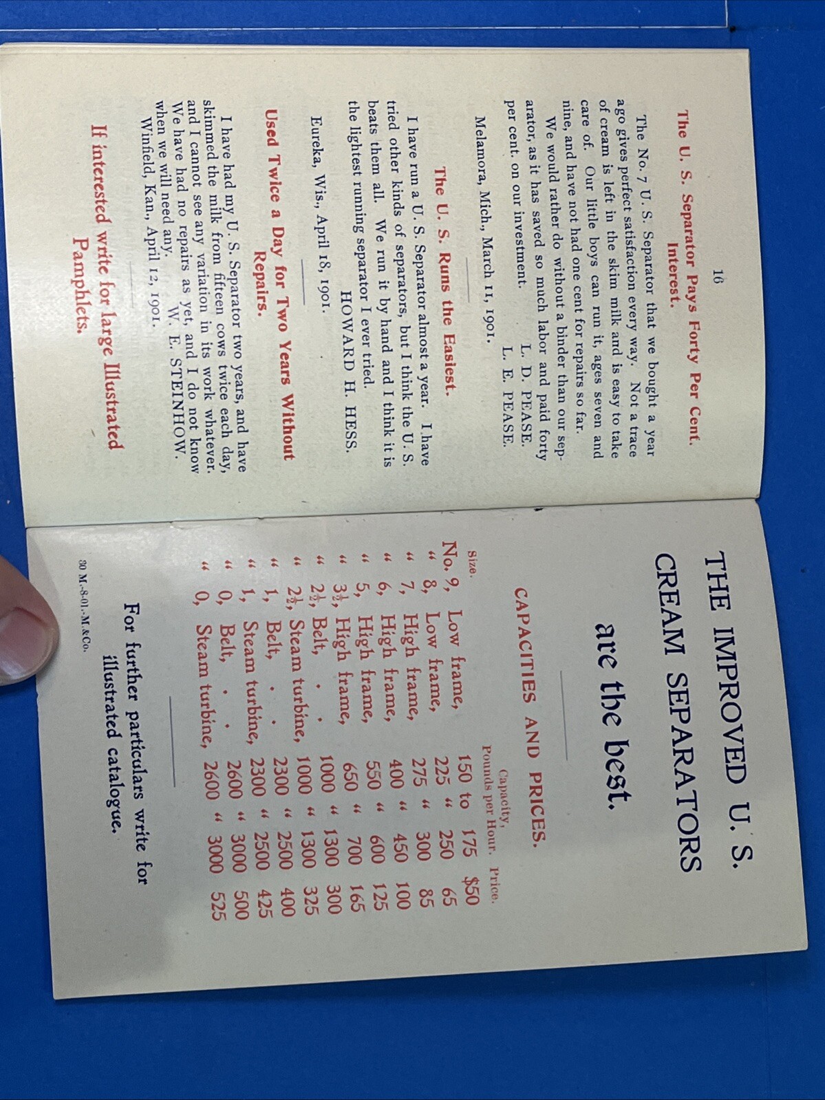 Vintage US Separator Cream Interesting Experiences Testimonial Book Advertising