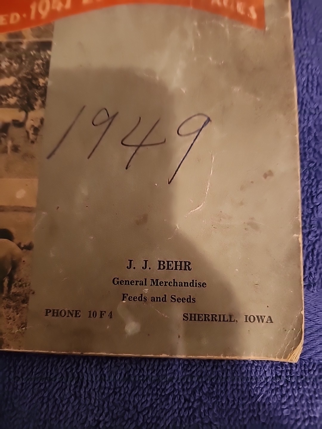 1947 EDITION;CAREY FARM RECORD BOOK;SHERRILL,IA;USED!!!!J.J. BEHR