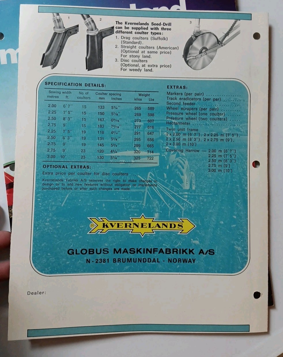 2 Kvernelands Seed Drill & Moldboard Plow Brochures Vintage Farming Advertising