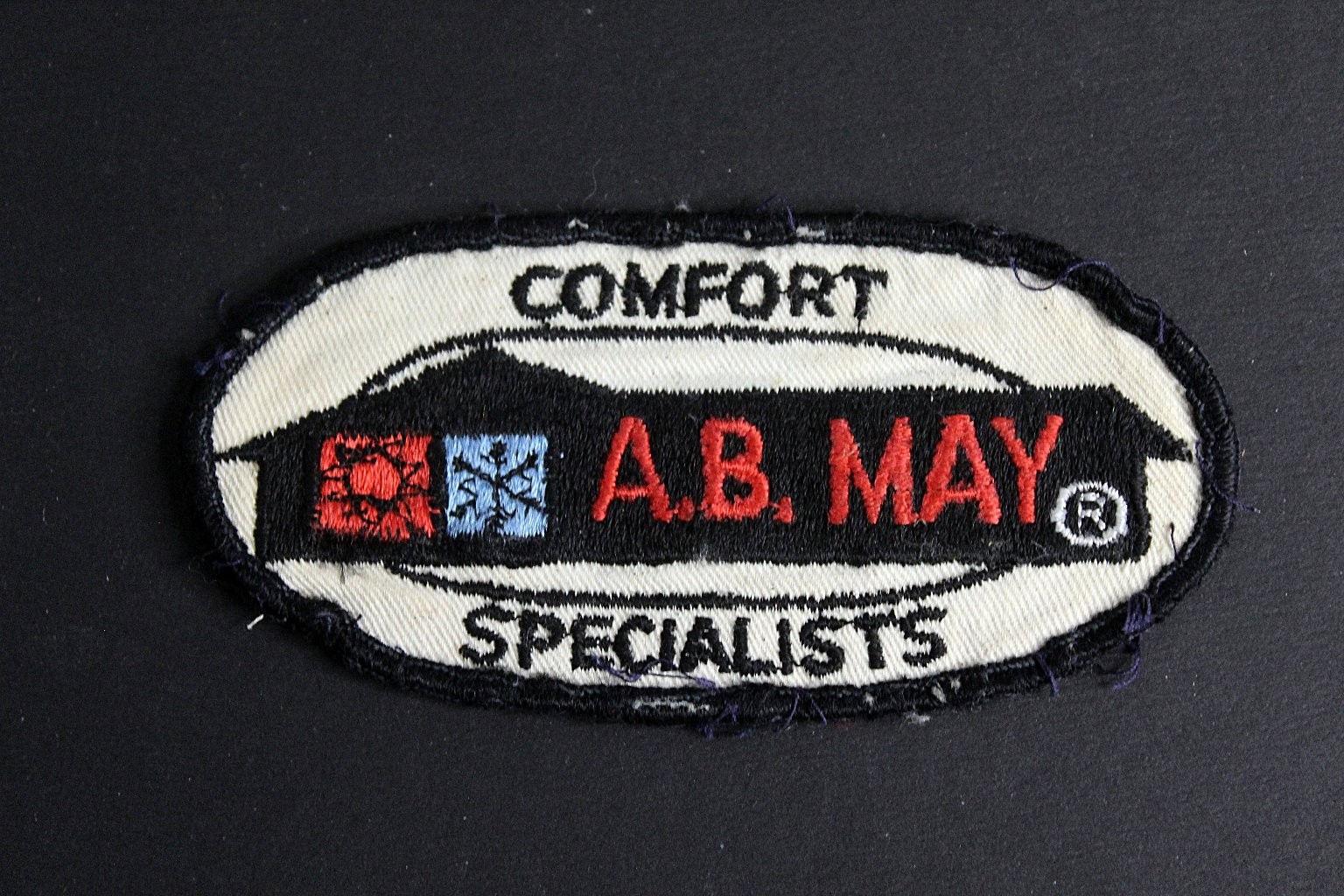A.B. May Comfort Specialists Vintage Embroidered Patch 5in Black Red