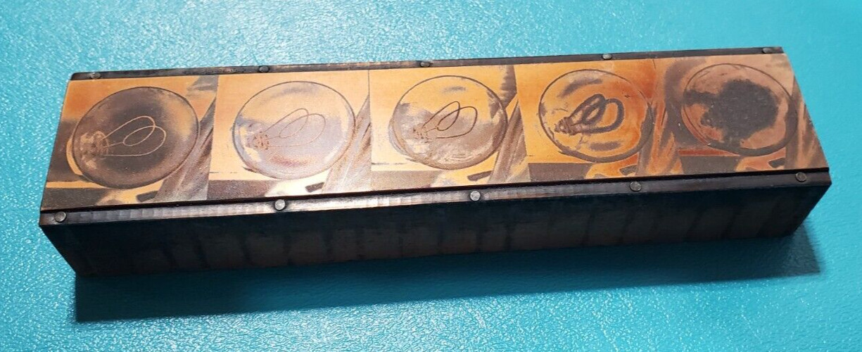 CHAPMAN Electric Double Curl Filament Light Bulb Copper PRINTING PLATE Block