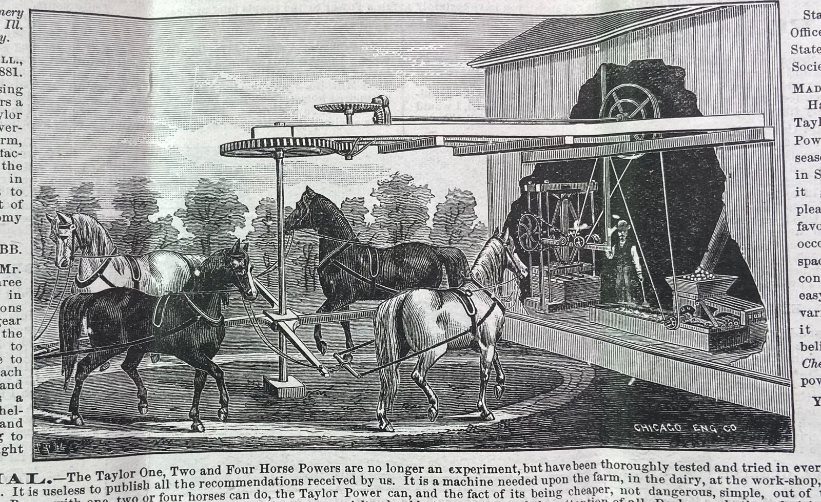 SUPER Advertising Catalog & Flyer – Taylor Horse Power Grinding Mill – 1881