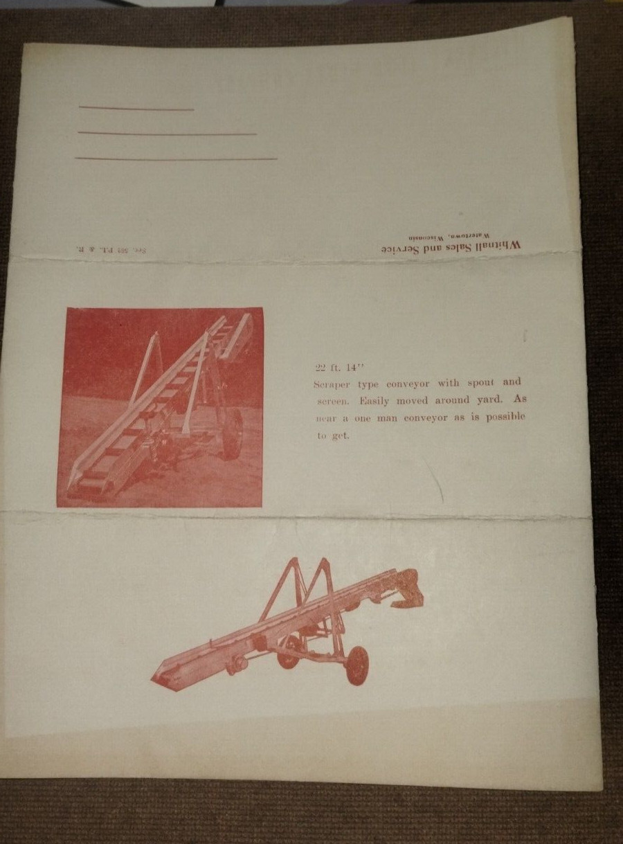 Coal Loader Conveyor Brochure Whitnall Sales Watertown Wisconsin 1942