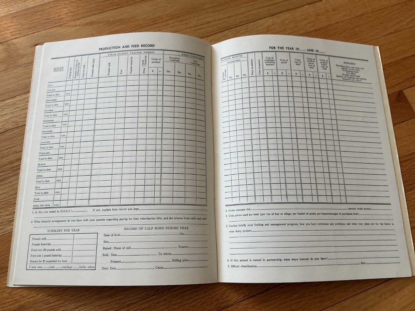 1950 4H Dairy Cow Project Record Book – Minnesota