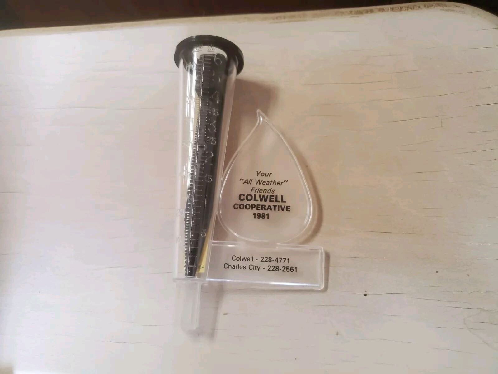 Plastic Rain Guage Colwell Cooperative 1981 Charles City Colwell Iowa Grain Farm