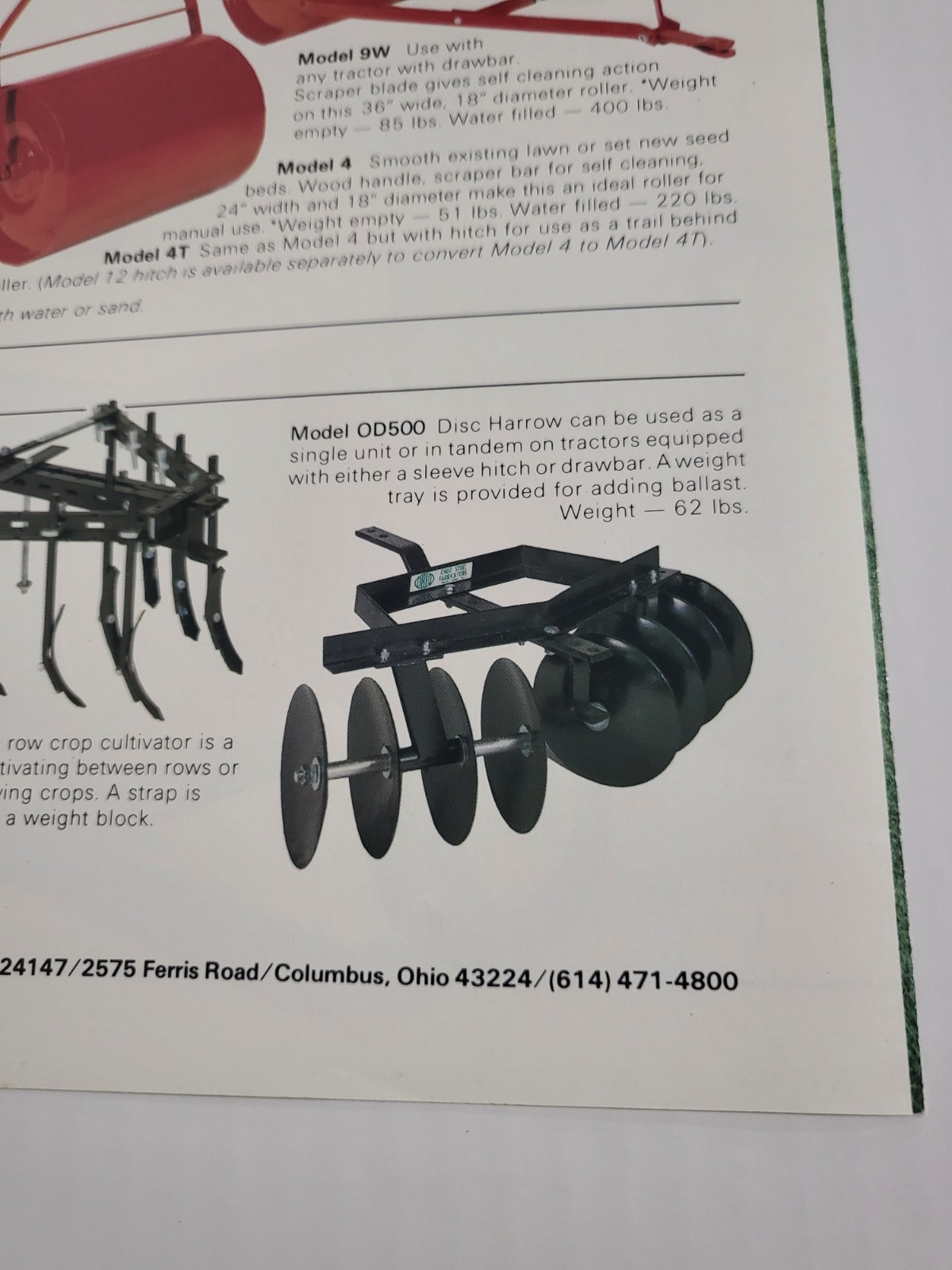 1980s Equipment BROCHURE Ohio Steel Fabricators Carts Aerator Rollers Plow Disc