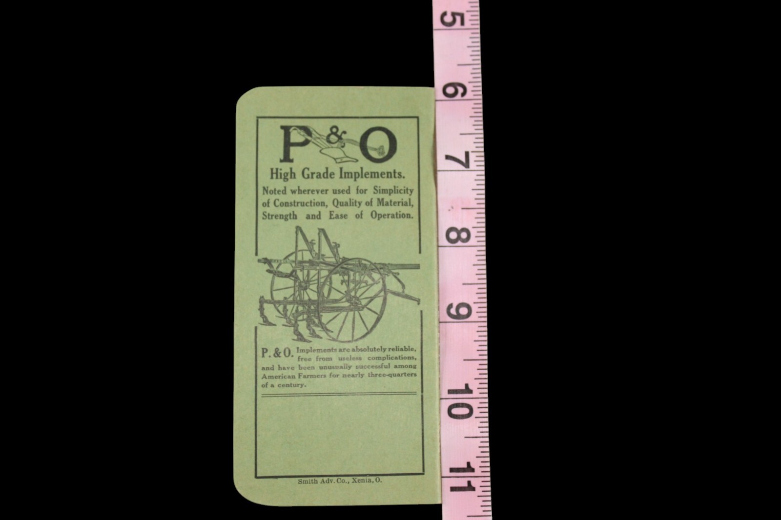 Antique P&O Parlin & Orendorff Horse Drawn Farm Implement Advertising Memo Book