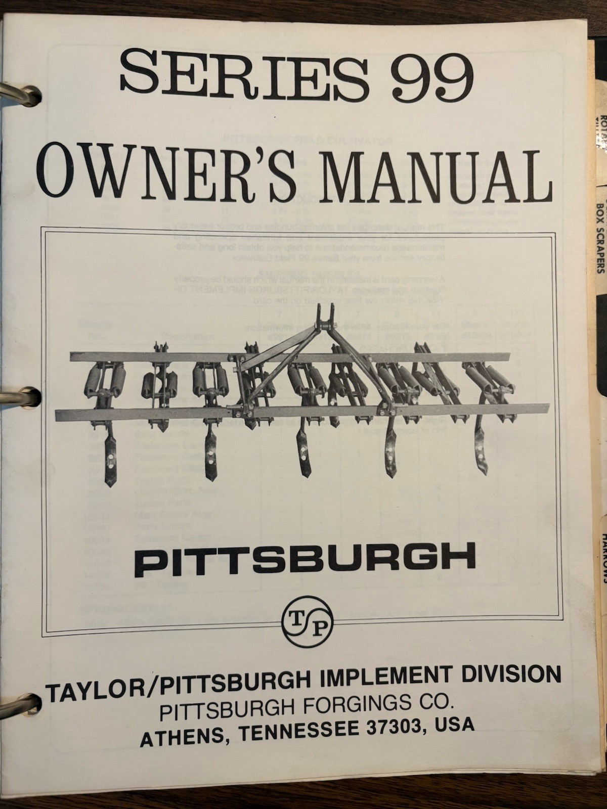 Taylor/Pittsburgh Farm Implements Brochures And Parts List