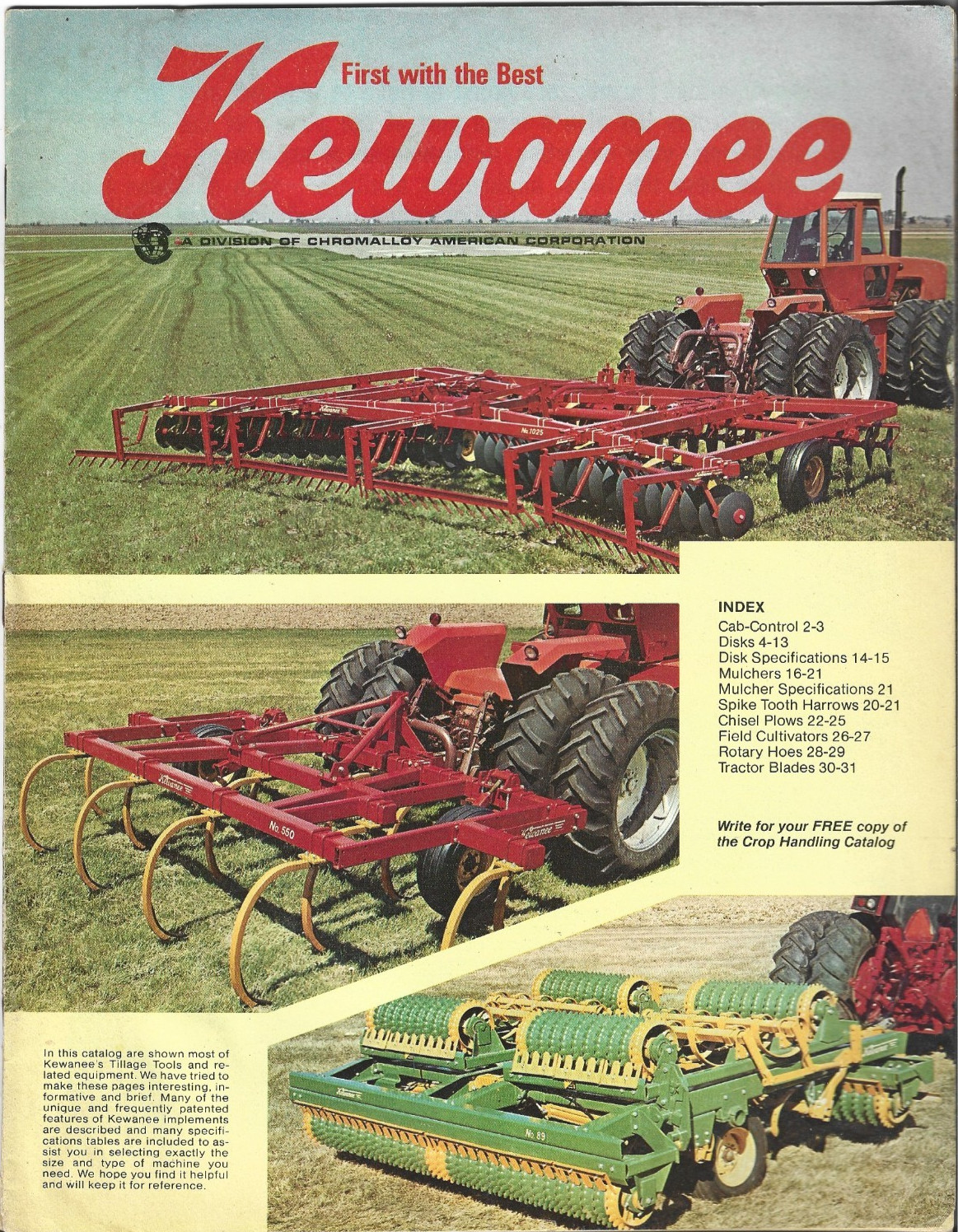 Kewanee Tillage Tools Showroom Sales Brochure Disks Mulchers Chisel Plows & More