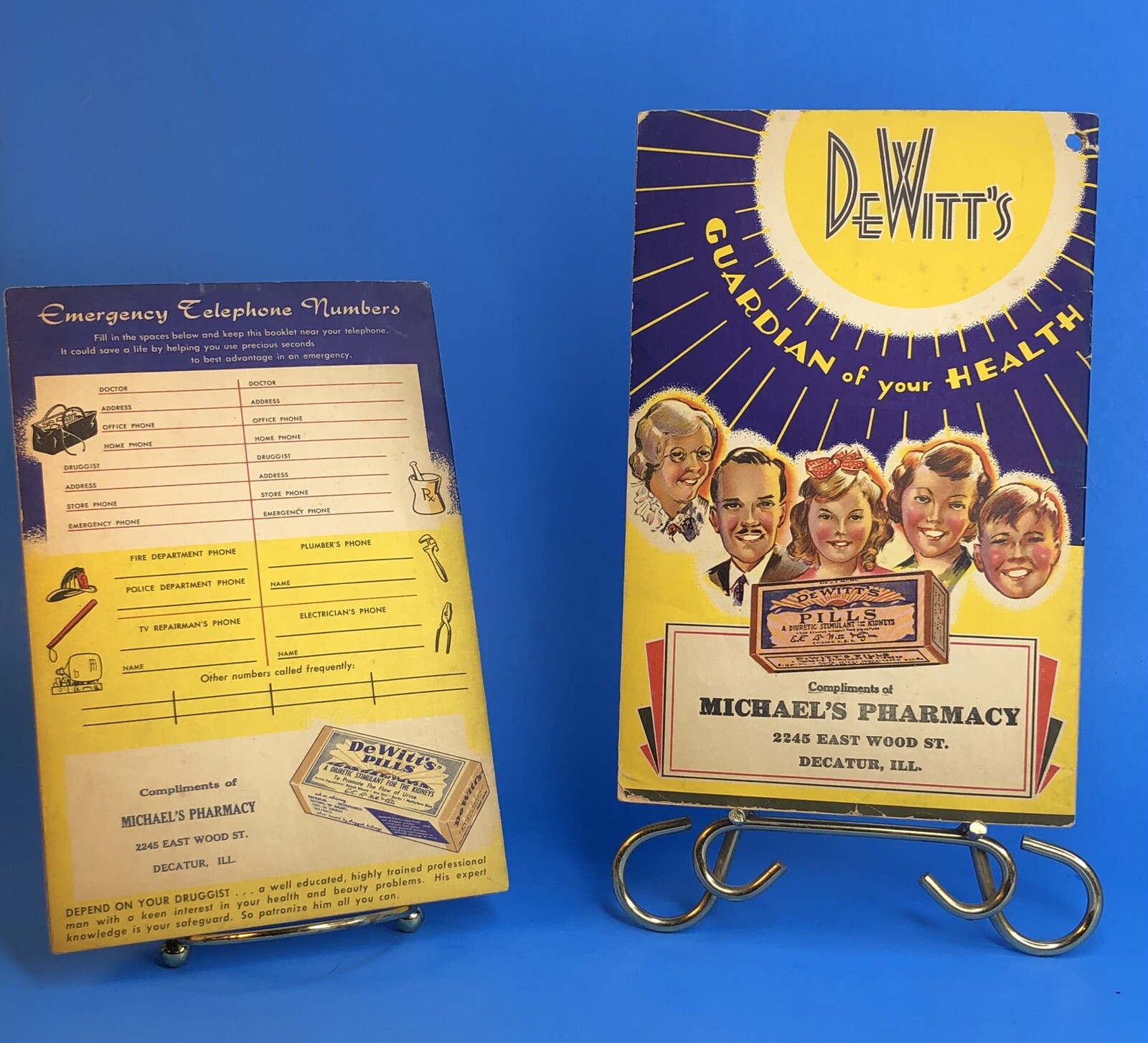 Set of 2 Vintage 1946 DeWitt&rsquo;s 200 Year Calendar Horoscope Book 40s Astrology