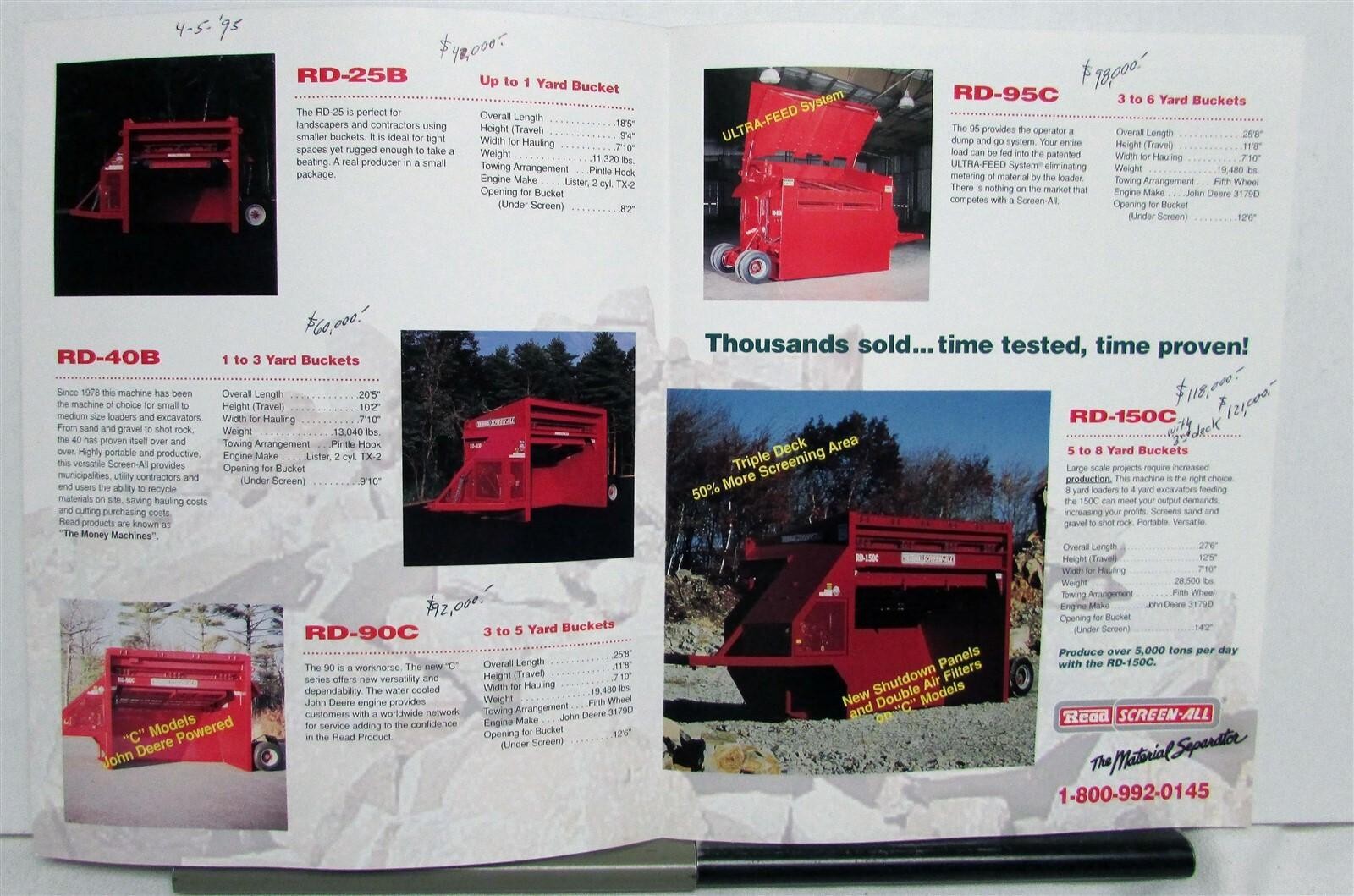 1995 Read 25B 40B 90C 95C Specifications Sales Brochure