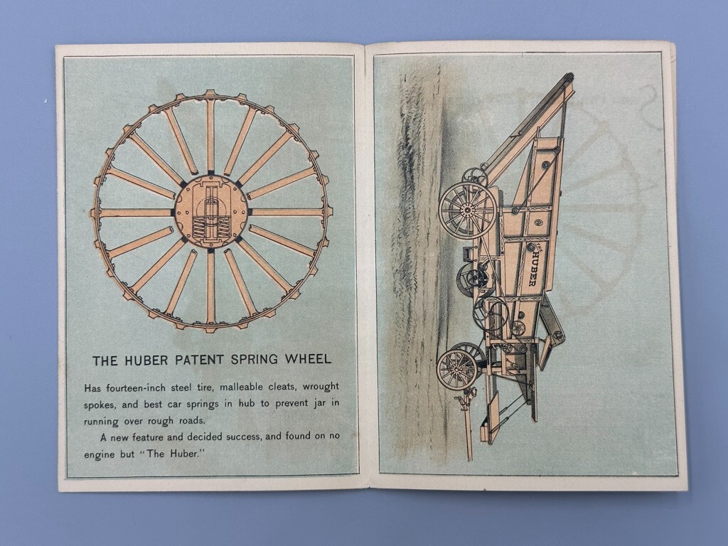 1880s HUBER Engine THRESHER Victorian FARM Advertising Fold Trade Card MARION OH
