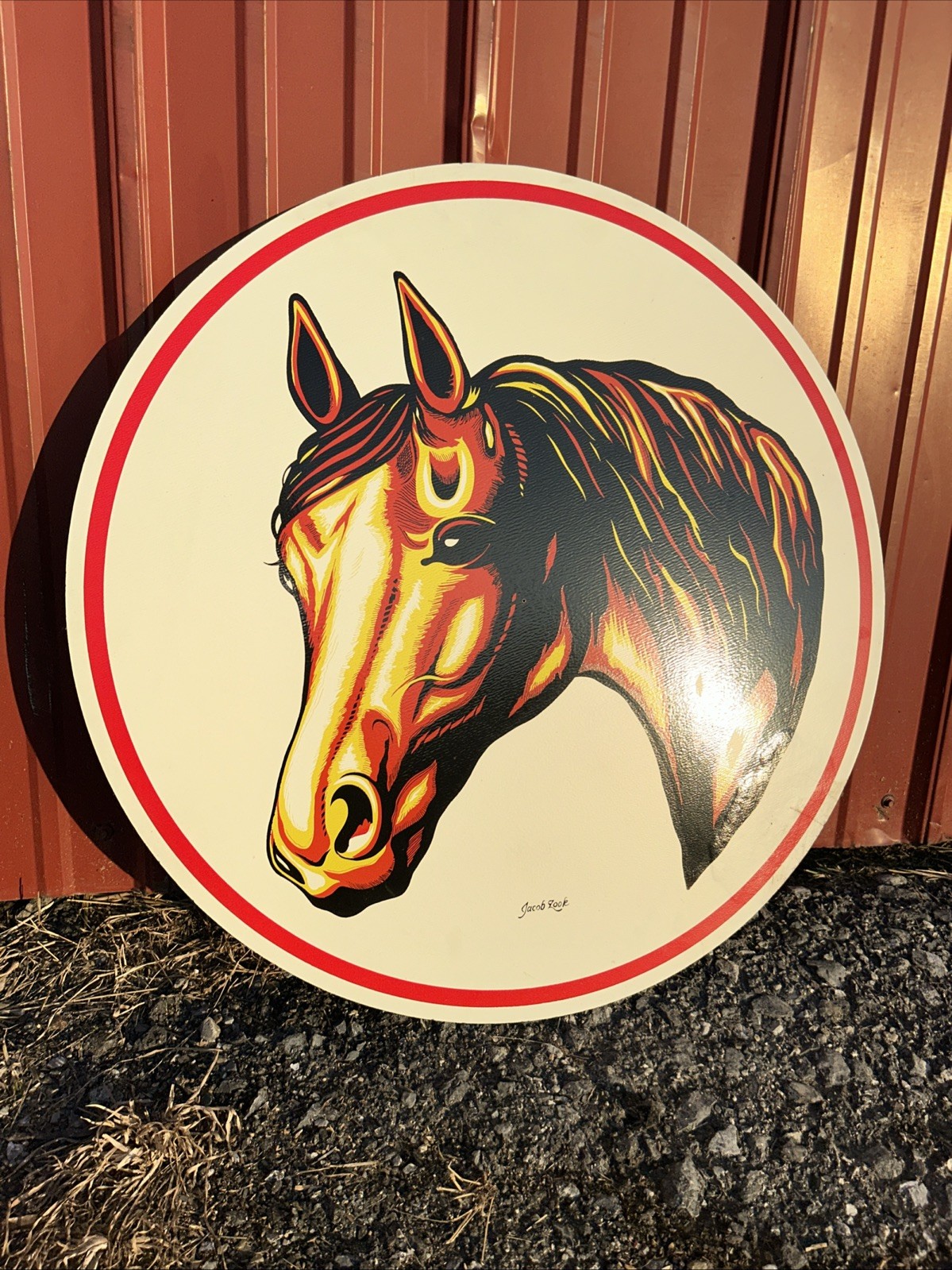 Large 24” Horse Head Hex Sign Jacob Zook Lancaster PA Barn Folk Art Masonite