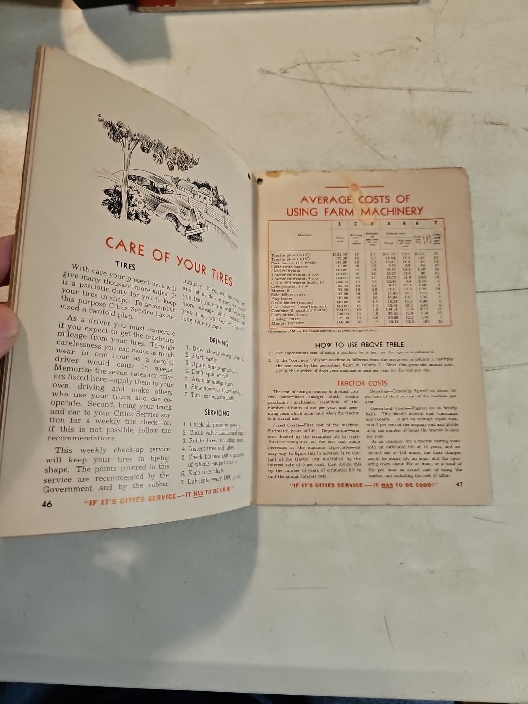 Vintage 1943 Cities Service Oils Farm Book Machinery Farm Guide. As Is