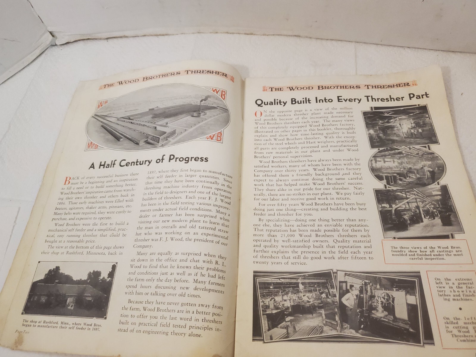 Sales brochure wood Brothers thresher company des moines iowa grain thrashing