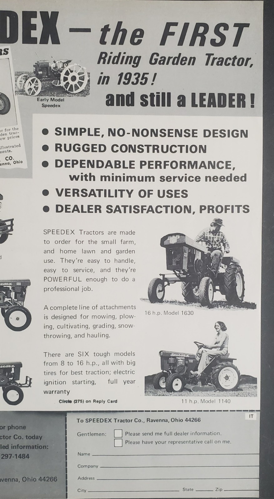 Speedex the First Riding Garden Tractor in 1935 Advertisement